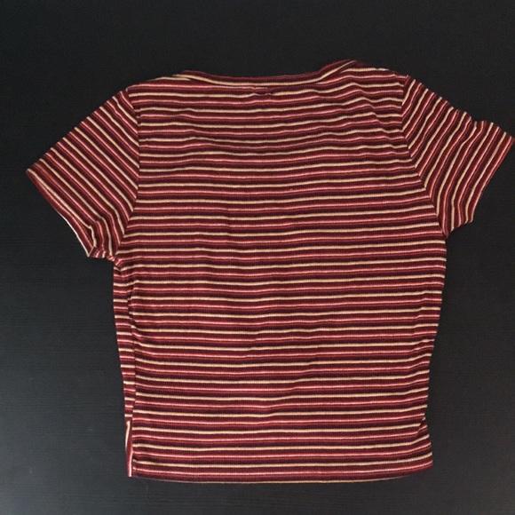 Ribbed garage striped tee with front knot - Picture 3 of 3